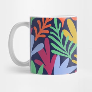 Matisse inspired abstract leaf cut out pattern in blue Mug